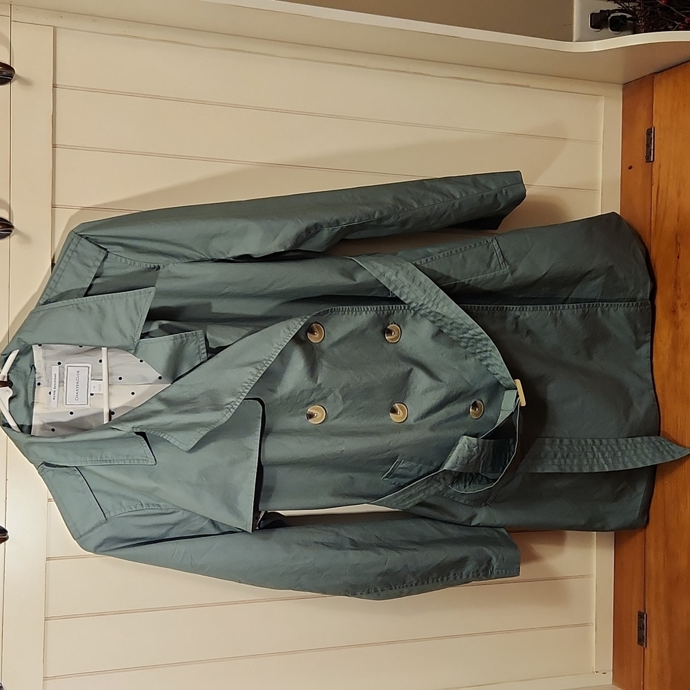Charter Club Rain Trench Coat Water Resistant- Medium Green
